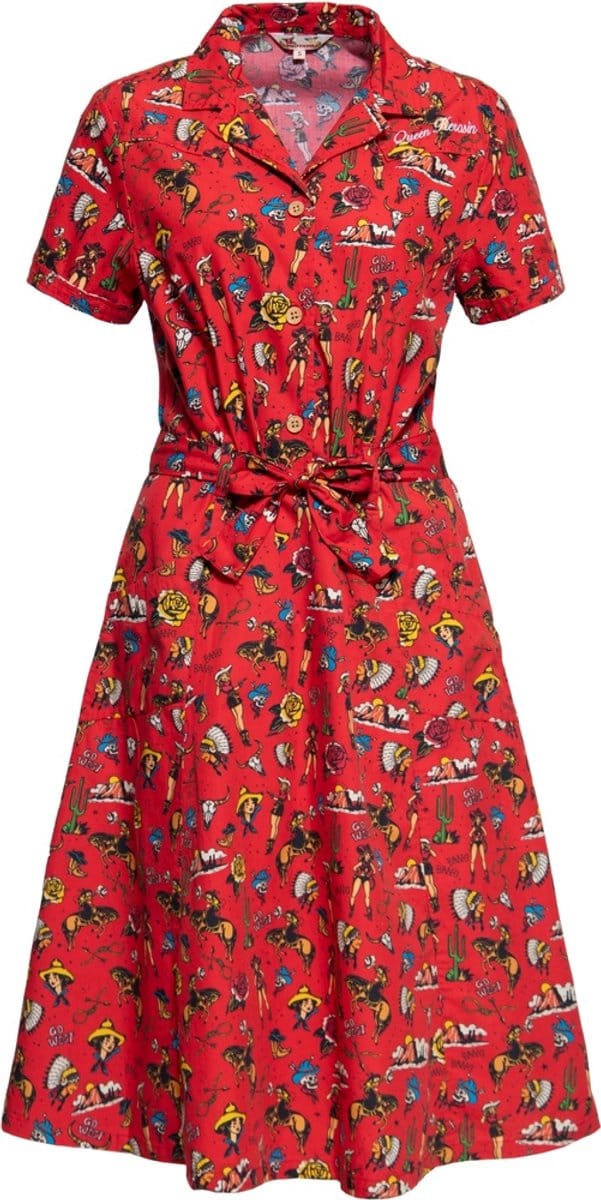 Queen Kerosin dames Aop Swing-jurk QKU36004