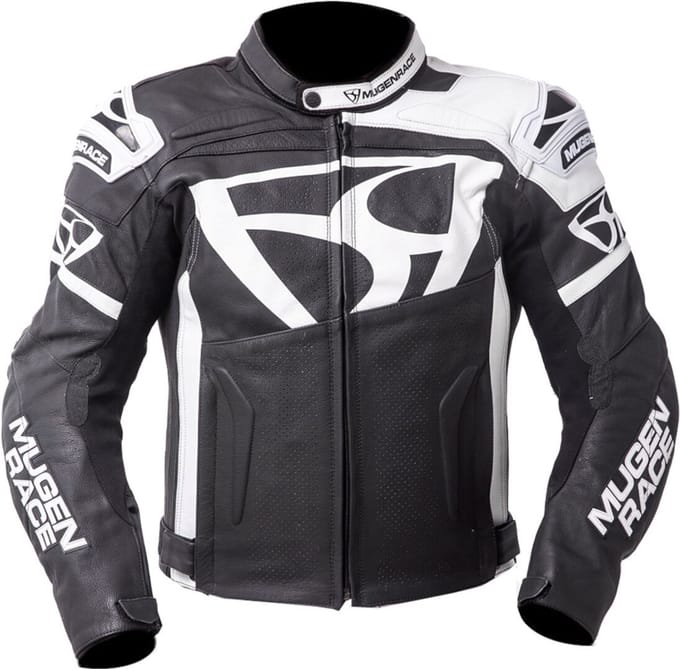 MUGENRACE Aggressore Zwart Wit Leren Jas - Jas