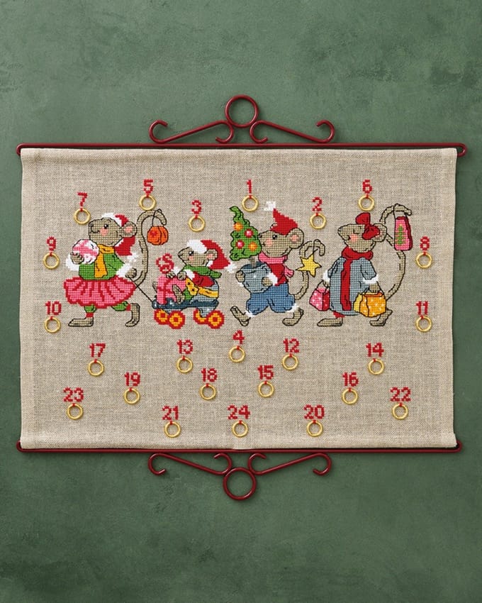 Permin borduurpakket adventskalender muizenparade 34-5266 telpatroon