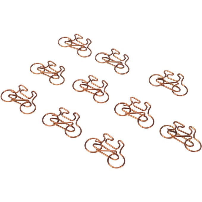 100 Stuks Grappige Paperclips Schattige Fietsvorm Galvaniseerproces Paperclips voor Kantoren Thuis brown