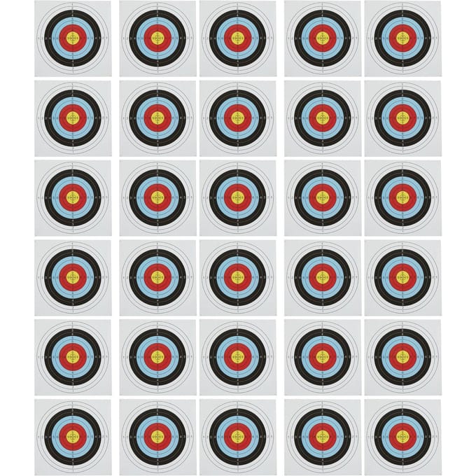 30 STKS Boogschieten Doelpapier Recurve Compound Katrolboog Volle Ring Schietdoel Papieren