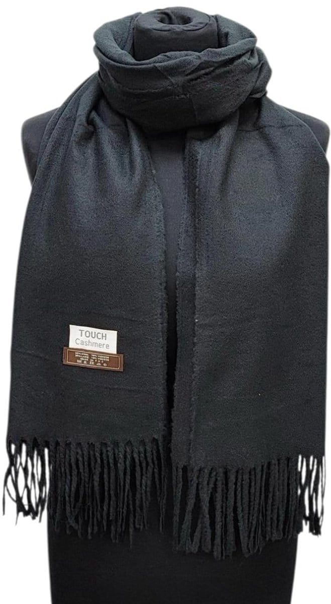 Lange Warme Sjaal - Unisex - Effen - Zwart - 200 x 75 cm (23269#)