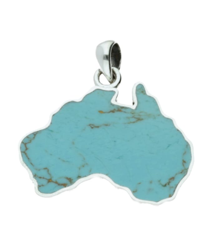 Zilveren Australië met turquoise edelsteen kettinghanger