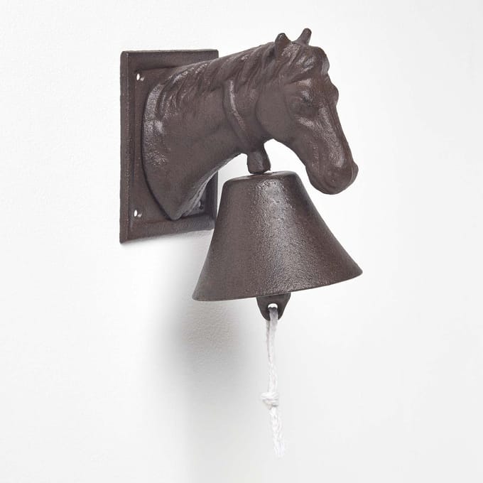 Homescapes Traditionele gietijzeren deurbel paardenhoofd