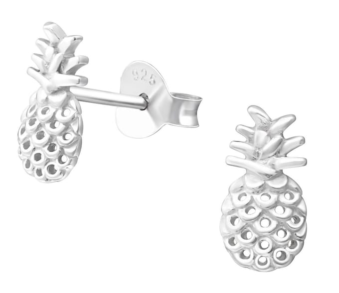 Joy|S - Zilveren ananas oorbellen - 5 x 9 mm - oorknoppen