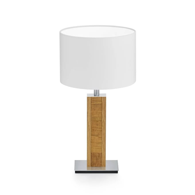 HerzBlut tafellamp Karl K, rond, hout, wit, 44 cm, E27