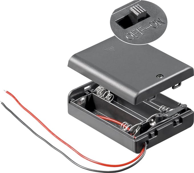 Batterijhouder voor 3 AA-batterijen - waterafstotend - kabel met open einde