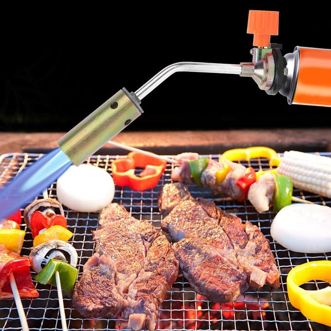 Gasbrander Draagbaar Verstelbaar Handmatige Ontsteking Lasbrander voor Buiten Barbecue 1300 graden Celsius