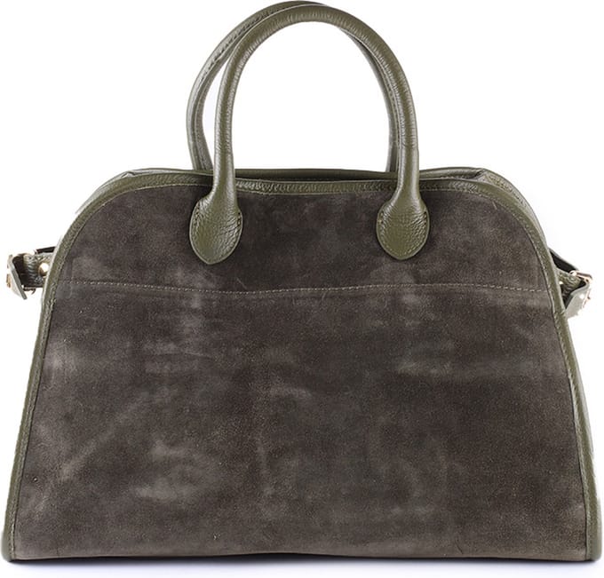 Giuliano lederen handtas Marion - Groen - Suède - Made in Italy