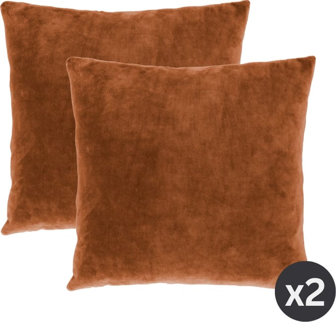 Tiseco Home Studio - Kussen (gevuld) MARSHMALLOW - SET/2 - polyester - teddyvulling - super zacht - Vierkant - 45x45 cm - Roest