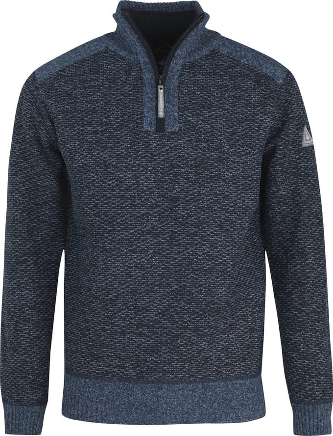 BJØRNSON Thymo Fijn Gebreide Pullover Heren - Fleece Gevoerd - Maat S - Blauw