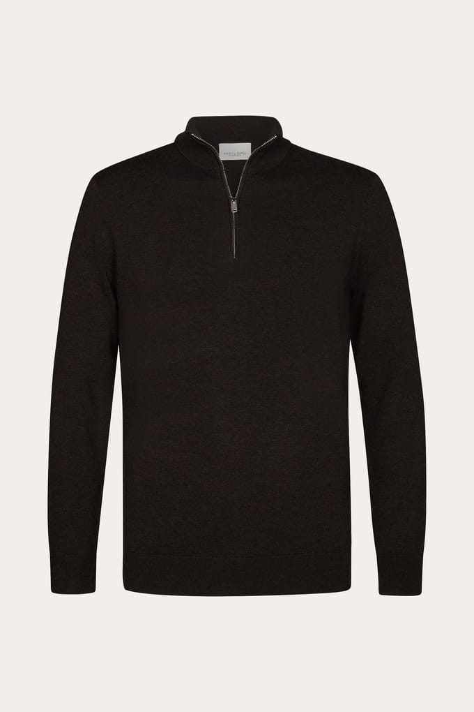 Profuomo - Trui Donkerbruin Profuomo Half Zip Pullovers Donkerbruin Ppxj30002