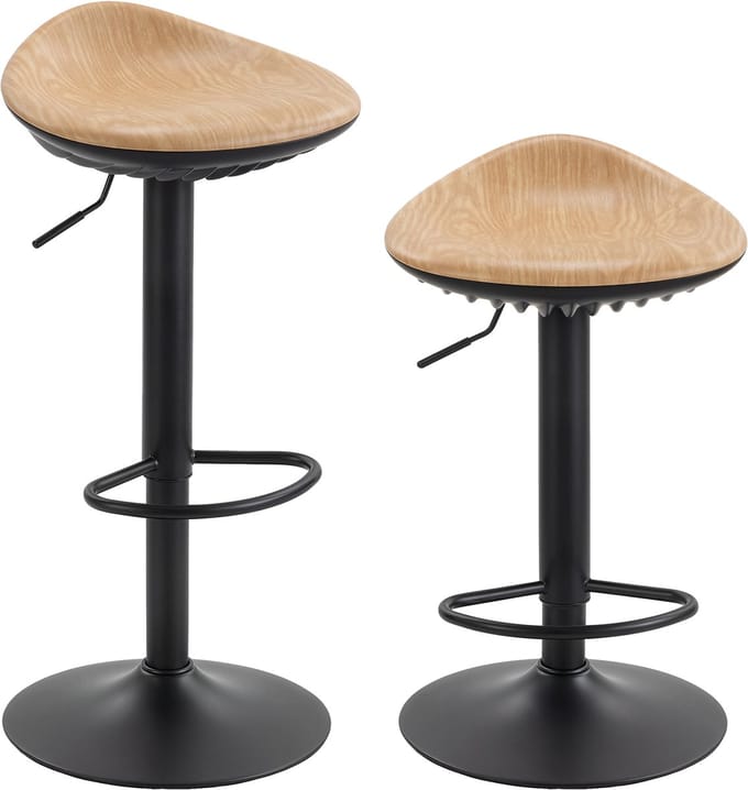 HOMCOM barkruk - PU, ABS, staal - 40 x 40 x 84 cm - Eikenhout