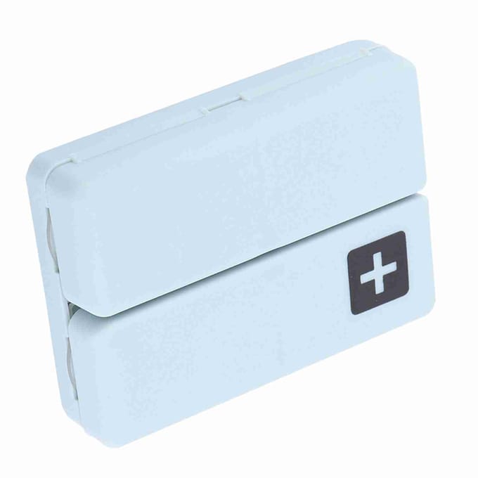 Draagbare Medicijnkoffer Opvouwbare Magnetische Pillendoos Organizer met 7 Vakken(Blauw) white