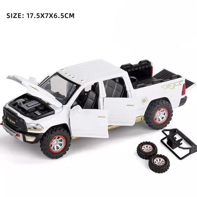 1:32 Ram Pick-up Simulatie Legering Auto Model Metalen Auto Model Geluid En Licht Pull Back Speelgoedauto Cadeaus