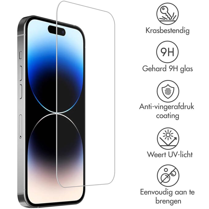 Accezz Screen Protector - Geschikt voor Apple iPhone 16 / 15 Pro / 15 - Gehard Glas Screenprotector