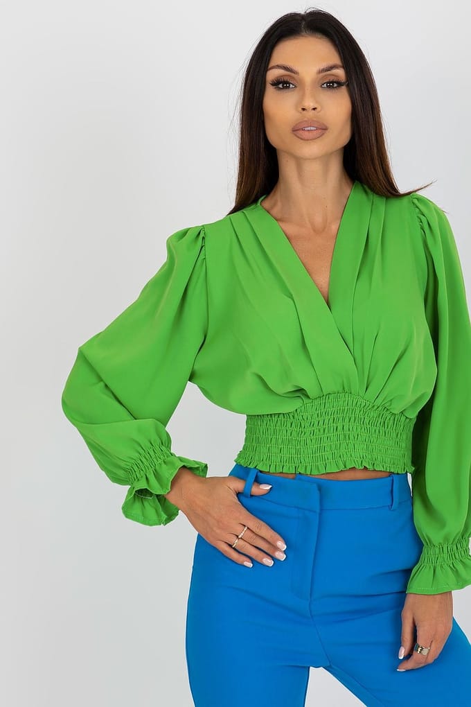 Elegant Wrap Blouse - Green / One Size