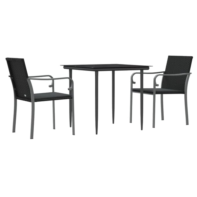 vidaXL - 3-delige - Tuinset - met - kussens - poly - rattan - en - staal
