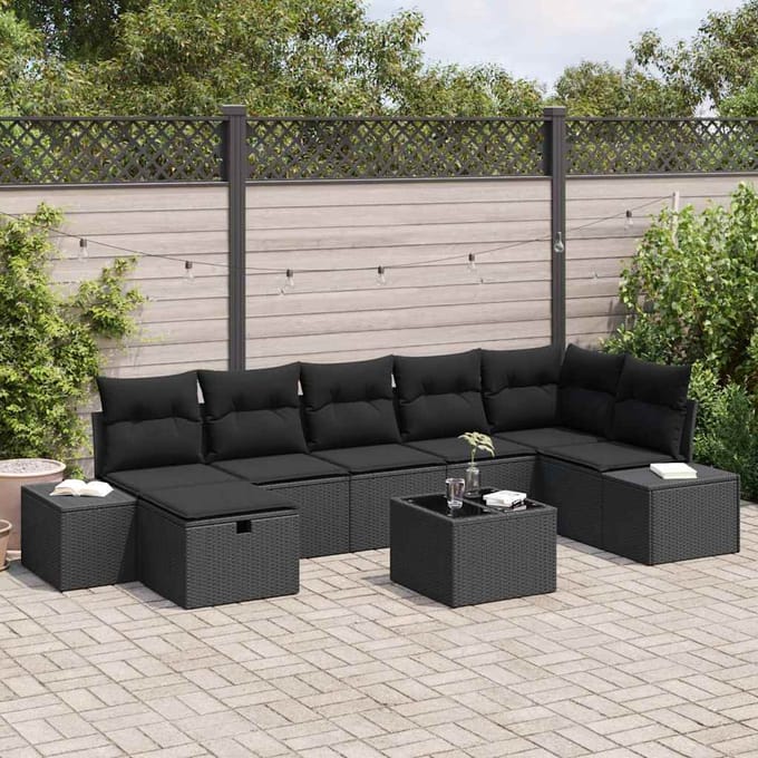vidaXL - Bankstel - 8 - st - poly - rattan
