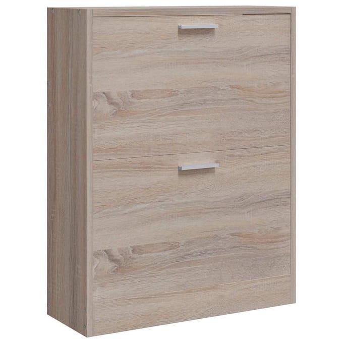 vidaXL - Schoenenkast - met - 2 - vakken - eiken-look - hout