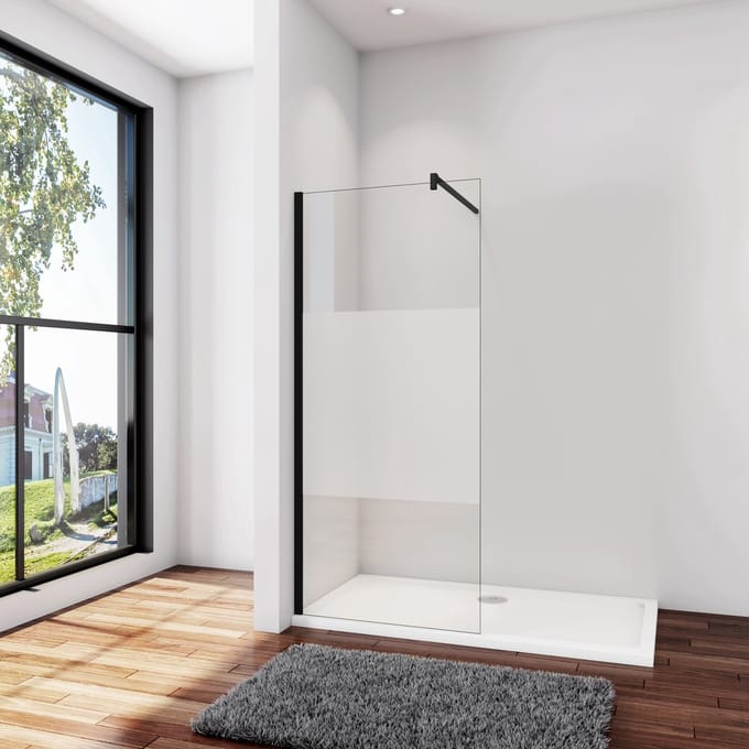 Inloopdouche 90x200cm，8mm NANO EasyClean veiligheidsglas，F-vorm 90cm Stabilisatiestang