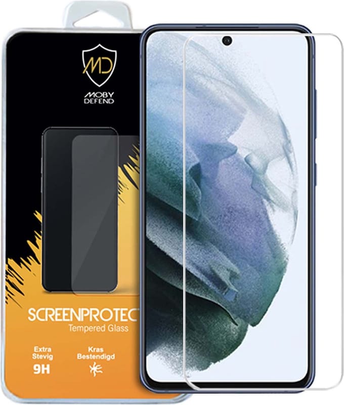 MobyDefend Screenprotector - Geschikt voor Samsung Galaxy S21 FE - Case-Friendly Screensaver - Gehard Glas