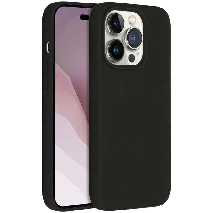 Accezz Hoesje - Geschikt voor Apple iPhone 14 Pro - Liquid Silicone Backcover - Zwart