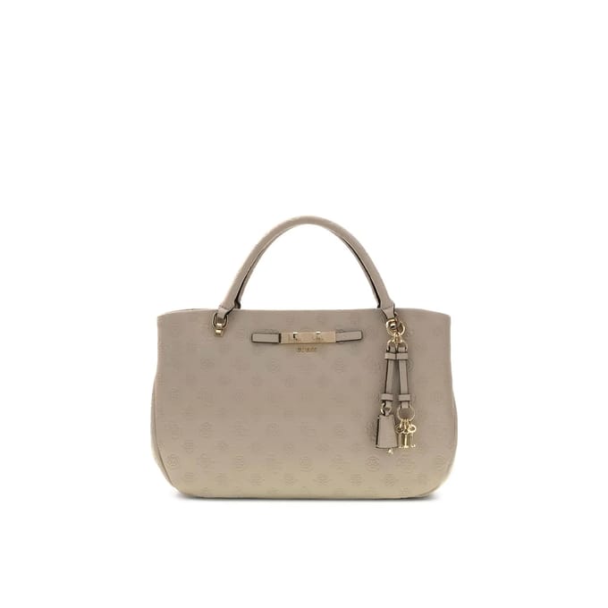 GUESS schoudertas handtas Carmella Girlfriend Satchel Bone Logo crème