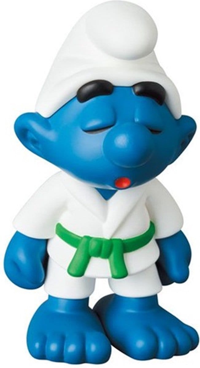 Medicom en de Smurfen - Judo Smurf groene band - Verzamelobject op blister - 8 cm