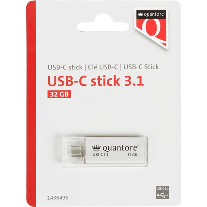 USB stick 3.1 Quantore USB-C 32GB zilver