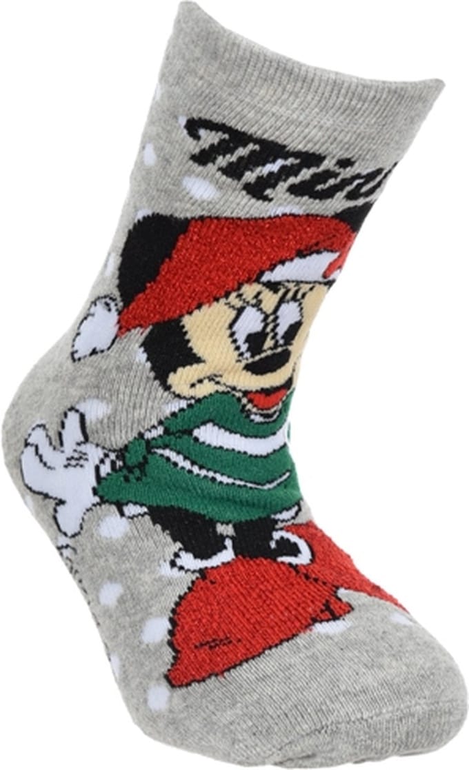 Minnie Mouse - antislipsokken minnie mouse - kerst - grijs - maat 31/34