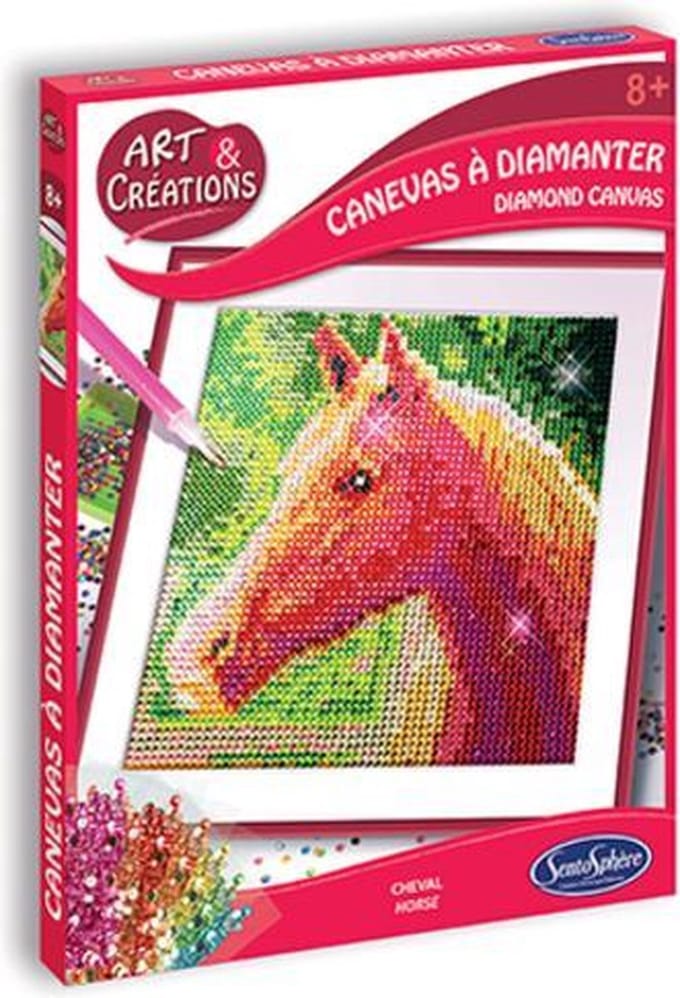 Sentosphère Diamond Canvas paard knutselset voor kinderen en volwassenen.