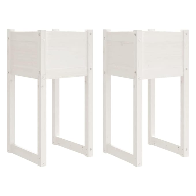 vidaXL - Plantenbakken - 2 - st - 40x40x81 - cm - massief - grenenhout - wit