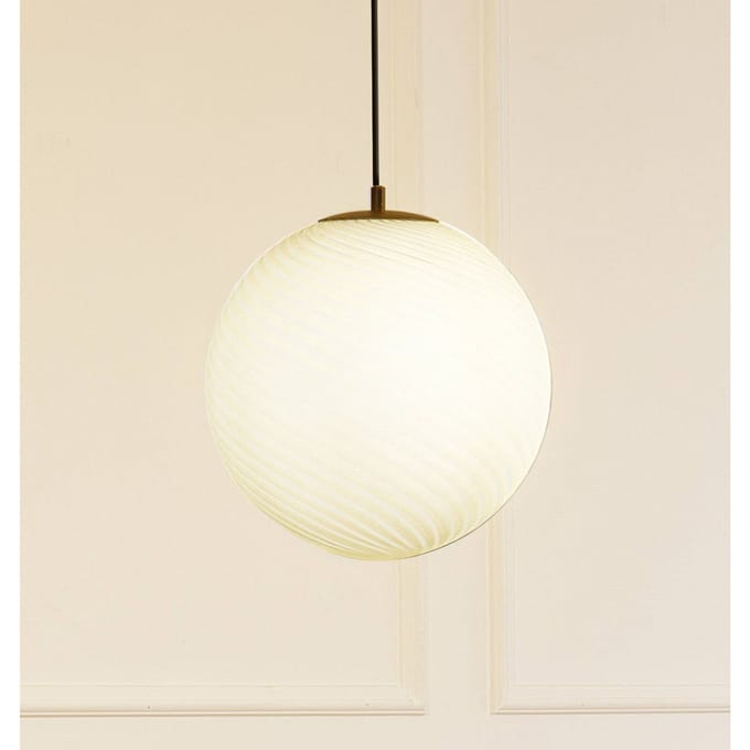 Lucande - hanglamp - 1licht - Glas, metaal - H: 36.8 cm - E27 - wit, zwart