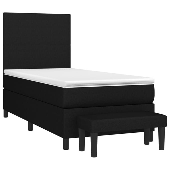 vidaXL - Boxspring - met - matras - stof - zwart - 100x200 - cm