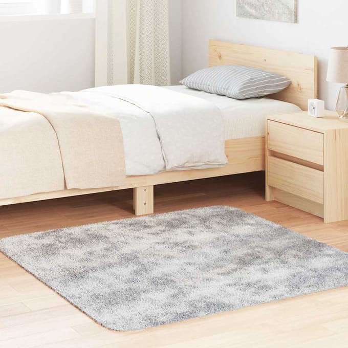 vidaXL - Hoogpolig - vloerkleed - NAVARRA - 120x120 - cm - polyester - zilvergrijs