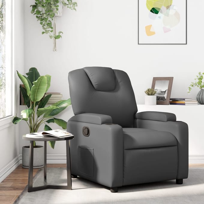 vidaXL - Relaxfauteuil - grijs - kunstleer