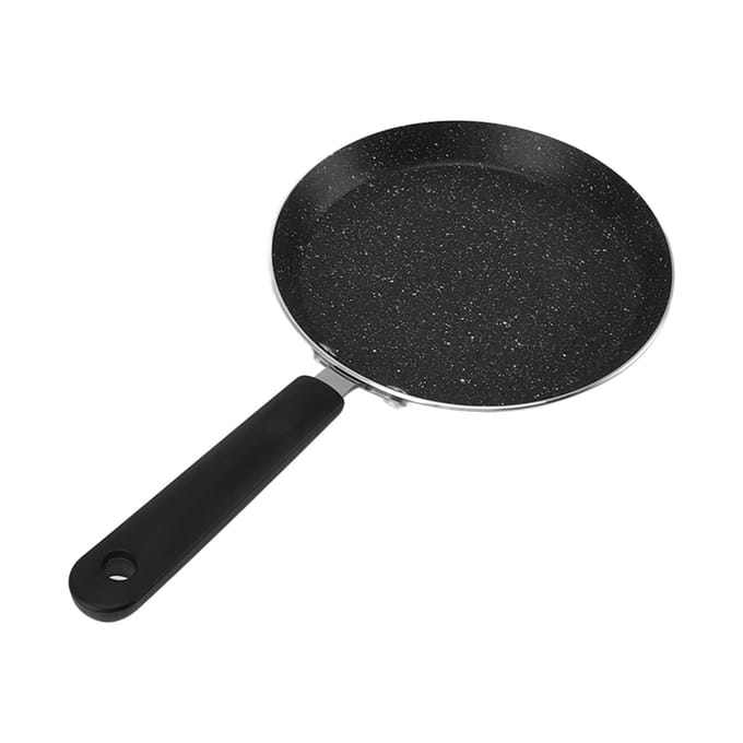 Crêpe Pannenkoekenpan Anti-aanbaklaag Ronde Vorm Aluminiumlegering Draagbare Bakplaat Pannenkoekenmaker Pan 10in L black