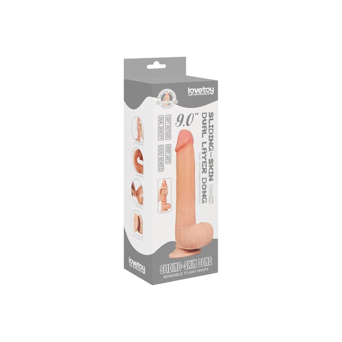 LoveToy - Sliding Skin Dildo 9" / 23 cm (Ø 3.5 CM) - Nude