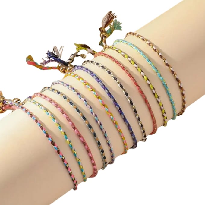 Nivard Armband - Staal - Nep Zilver - Dames - 12 St - Gemengde Kleuren