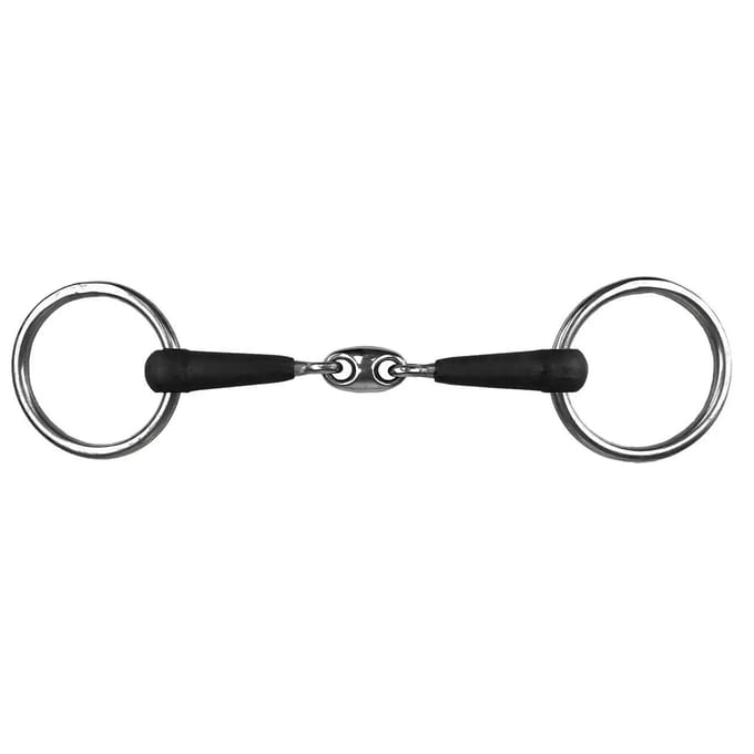 Mors 2 ringen voor paard van rubber met dubbele breuk York