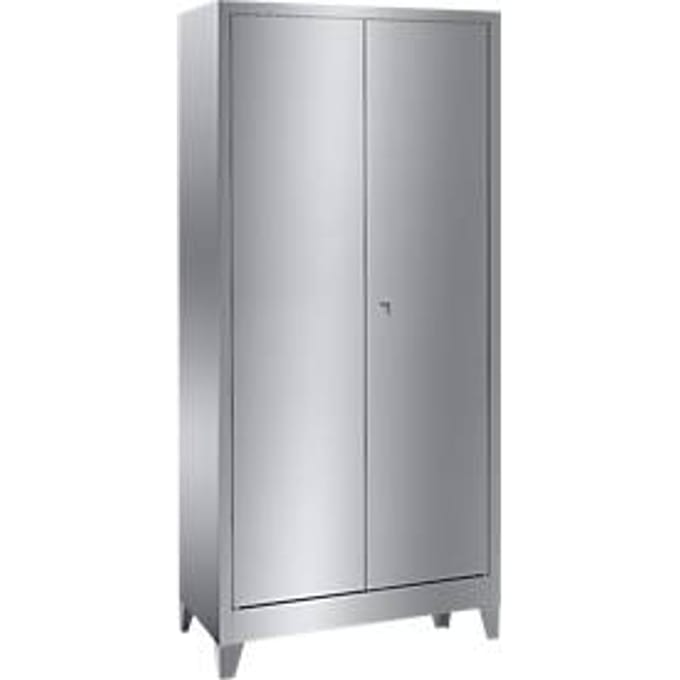 Rvs vitrinekast, 2-deurs, met 4 poten, B 1000 x D 500 x H 2000 mm