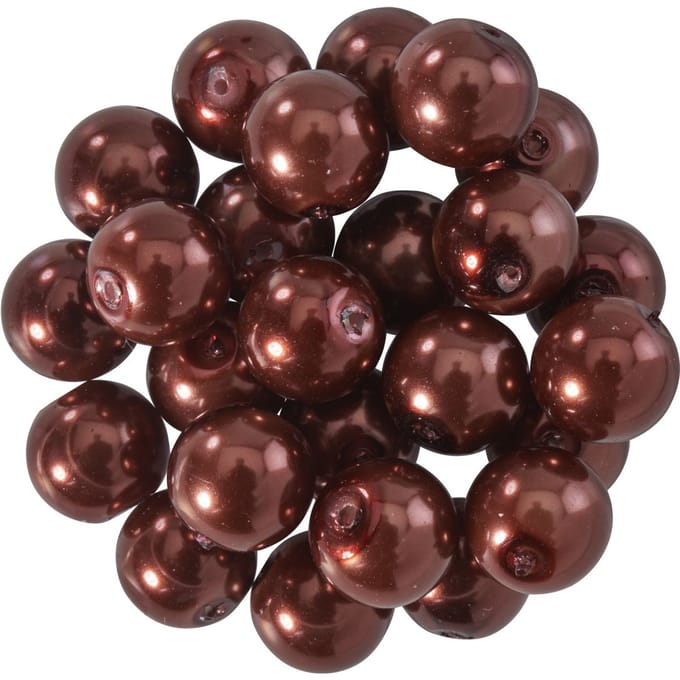 Glazen waskralen, Ø 8mm, 25st., goudgeel (lichtoranje) - Chocoladebruin