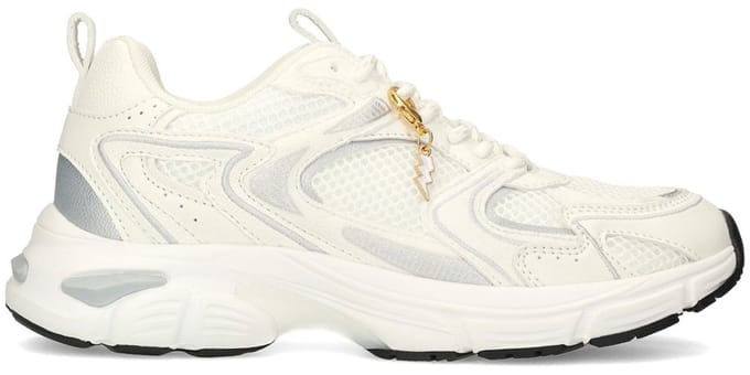 Sacha - Dames - Witte sneakers met zilverkleurige details - Maat 37
