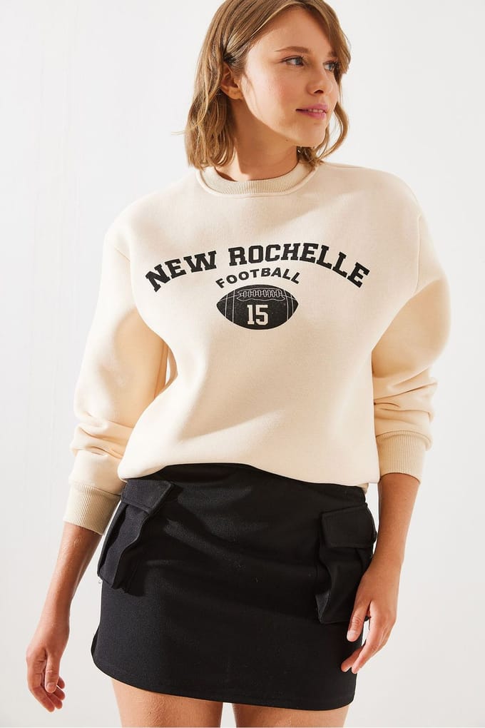 Logo Print Relaxed Fit Sweatshirt met Ronde Hals