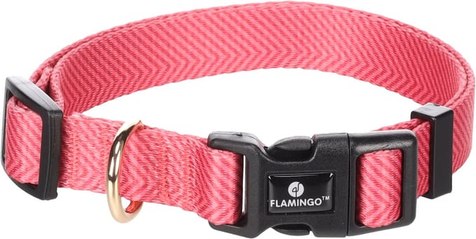 Flamingo - Hond Halsband Noekie Roze M 40-55cm 20mm