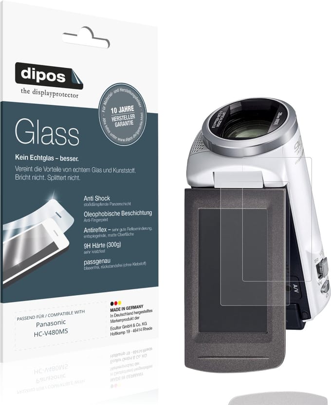 dipos – 2x Matte Pantserfolie geschikt voor Panasonic HC-V480MS | 9H Screenprotector