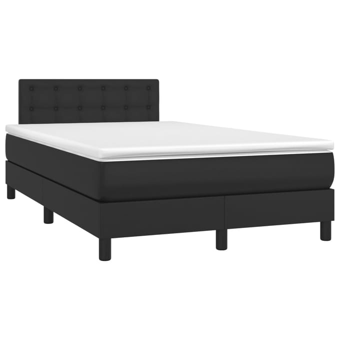 vidaXL - Boxspring - met - matras - en - LED - kunstleer - zwart - 120x200 - cm