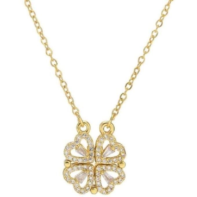 Ketting - Retro - Klavertje vier - Magnetisch - Opvouwbaar - Verguld goud