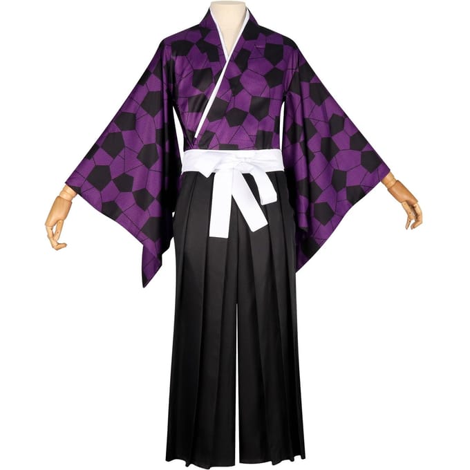 Anime demonendoder Kokushibo rollenspelkostuum en kimono uniform Halloween Carnaval M blue